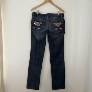Just Cavalli Boot Cut Jeans Size 30 Low Rise Denim Embroidered Embellished Y2K